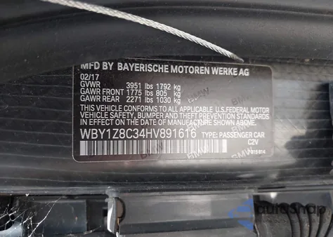 2017 BMW I3 94 Ah W/Range Extender from USA, damaged, VIN WBY1Z8C34HV891616